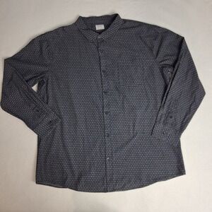 Method Mens XXL Gray Geometric Diamond Print Cotton Long‎ Sleeve Button Up Shirt